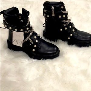 Zara black combat ankle boots